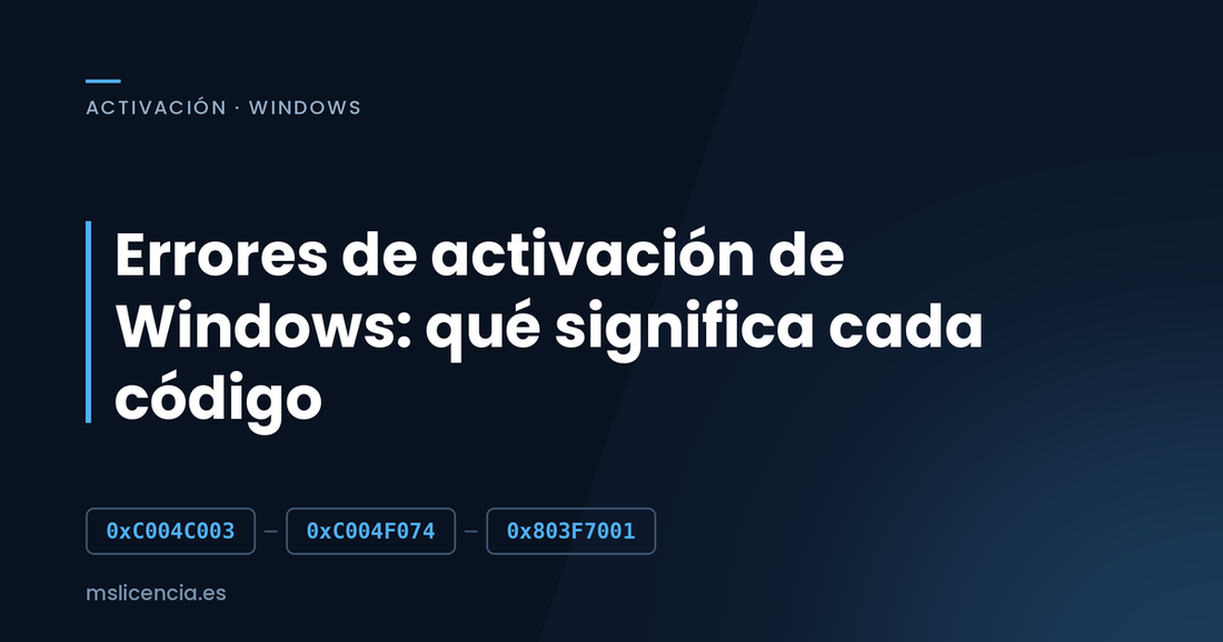 Errores de activación de Windows: qué significa cada código y cómo solucionarlo
