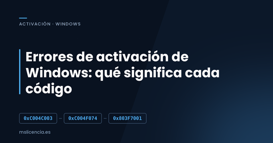 Errores de activación de Windows: qué significa cada código y cómo solucionarlo