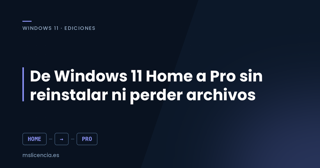 Cómo pasar de Windows 11 Home a Pro sin reinstalar ni perder tus archivos